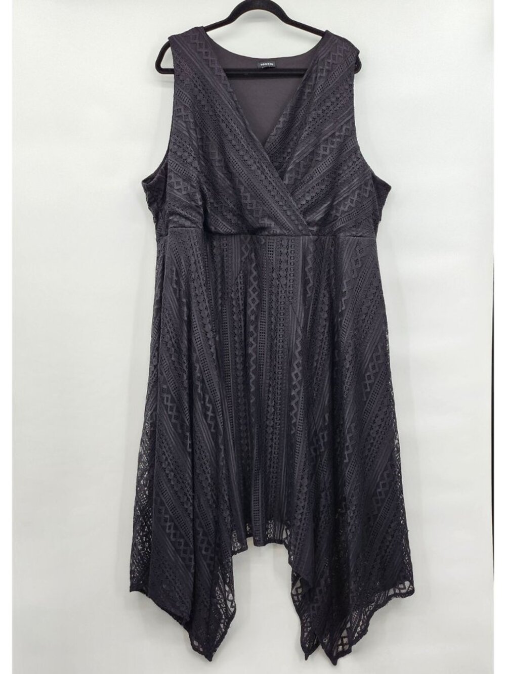 Torrid Mini Lace Skater Dress 4 Plus Faux Wrap Hanky Hem Event Party Chic Evenin